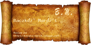 Baczkó Marót névjegykártya